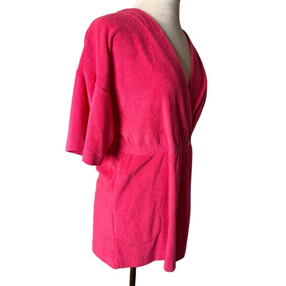 Vintage Shadowline Pink Terry Cloth Wrap Robe Small Mini Boho Barbie - Picture 7 of 11